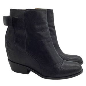 MM6 MAISON MARTIN MARGIELA 37 Hidden Wedge Leather Ankle Boot Bootie Block Heel
